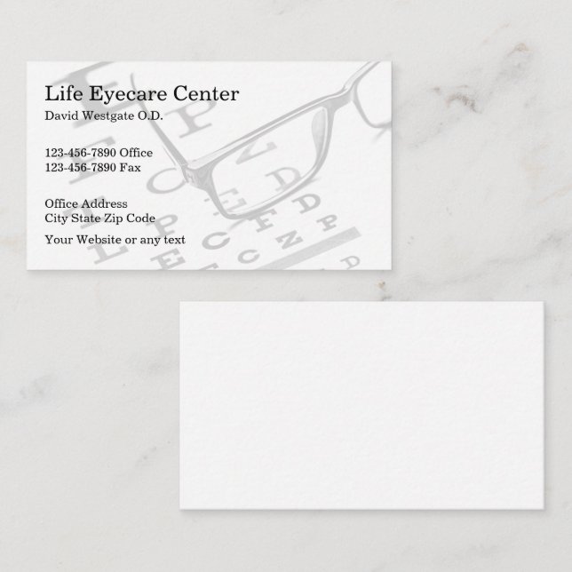 Eye Doctor Optometrist Business Cards (Front/Back)