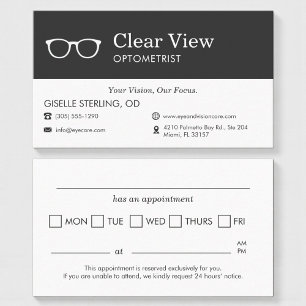 Eye Doctor & Vision Care Appointment Reminder Business Card