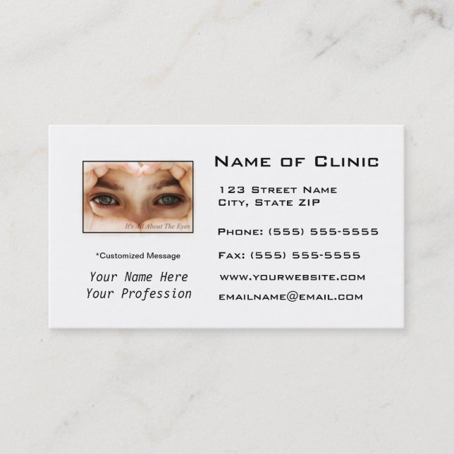 Eye Exam Appointment Reminder Heart Shaped Hands Card (Front)