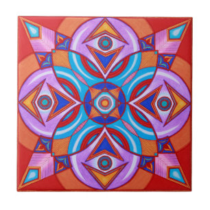 Eye Flower Mandala Ceramic Art Tile