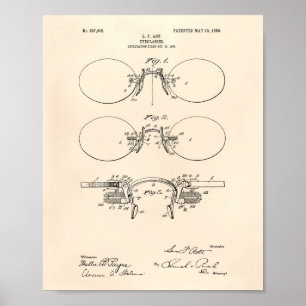 Eye Glass 1908 Patent Art Old Peper Poster