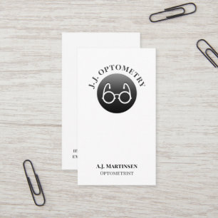 Eye Glasses on a Black Button Business Card