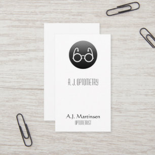 Eye Glasses on a Black Button Business Card