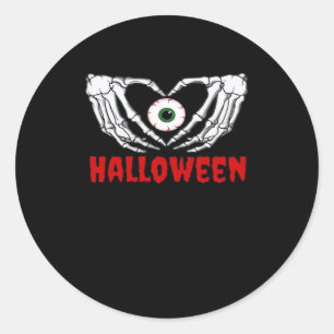 Eye Halloween - Skeleton Hands Heart Classic Round Sticker