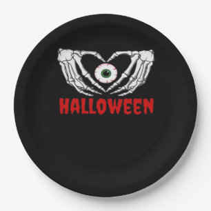 Eye Halloween - Skeleton Hands Heart Paper Plate