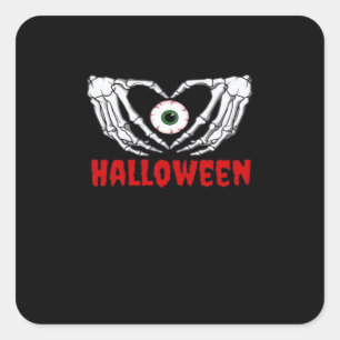 Eye Halloween - Skeleton Hands Heart Square Sticker