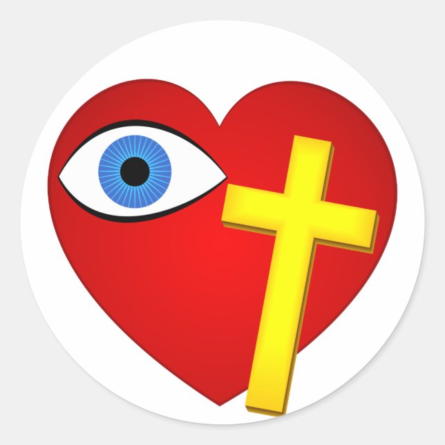 eye heart cross classic round sticker (Front)