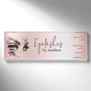 Eye Lashes Glam Blush Pink Dripping Glitter Name Tag