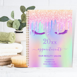 Eye lashes pink drips iridescent salon 2027 planner