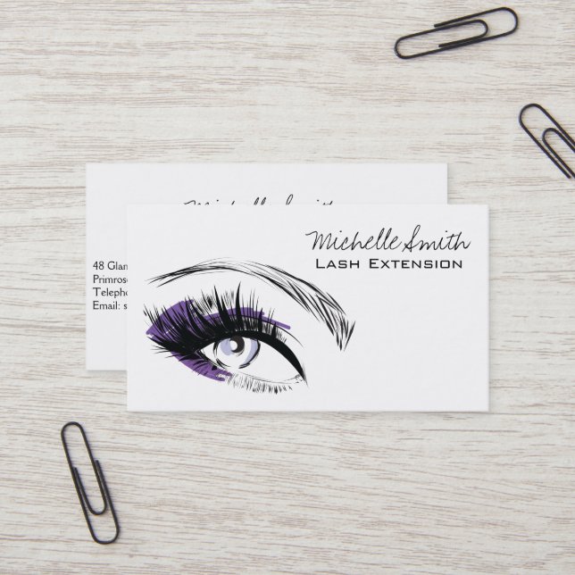 Eye long eyelashes Lash extension icon Business Card (Front/Back In Situ)