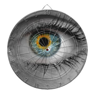 Eye looks to viewer concept macro dartboard