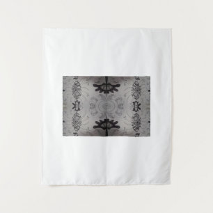 Eye Mandala Pattern — Black and White Zentangle Tapestry
