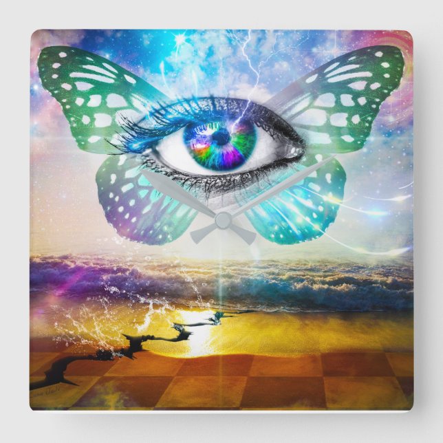 Eye Mind Square Wall Clock (Front)