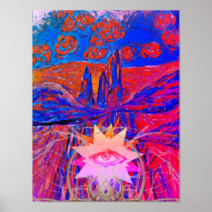 Eye of a Mountain and Roses in the Sky Poster