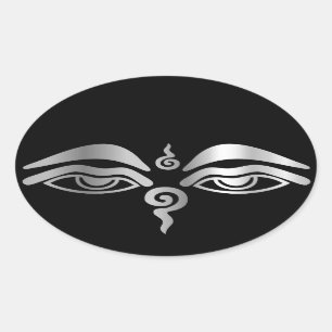 Eye of Buddha- Buddhism Symbol Oval Sticker