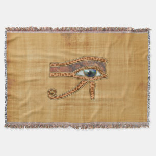 Eye of Horus, Ancient Egyptian Wadjet Art Throw Blanket