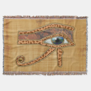 Eye of Horus, Ancient Egyptian Wadjet Throw Blanket