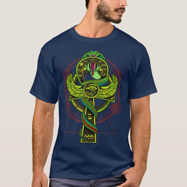 Eye Of Horus Ankh Serpent Snake Hieroglyphs T-Shirt (Front)