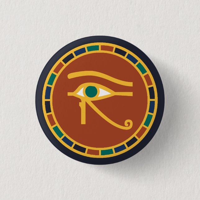 Eye of Horus Badge in Ancient Egyptian Colours 1 Inch Round Button (Front)