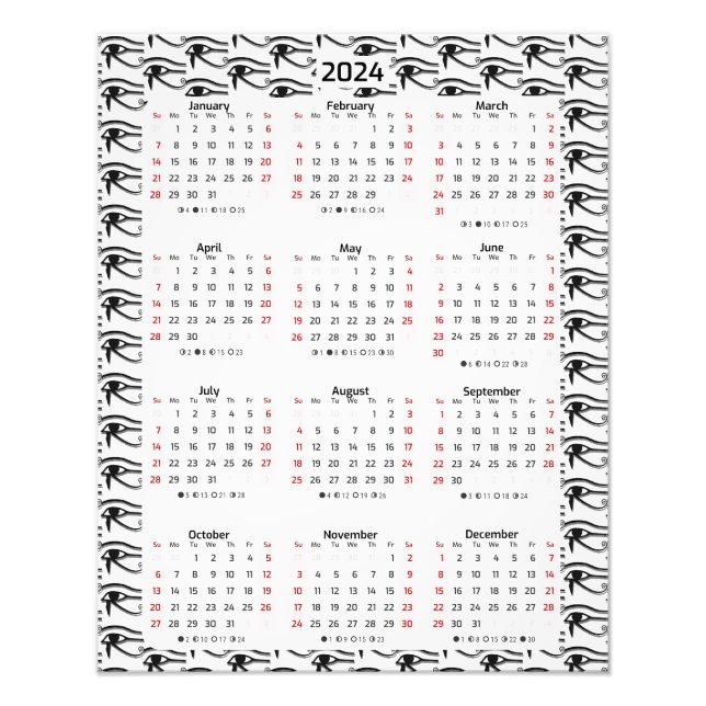Eye Of Horus Egyptian Pattern 2024 Calendar Photo Print (Front)