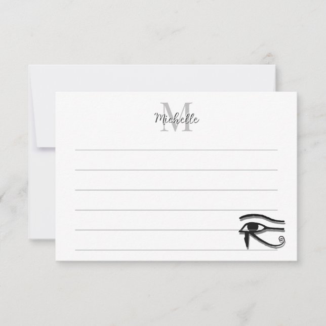 Eye Of Horus Egyptian Symbol Custom Lined Monogram Card (Front)