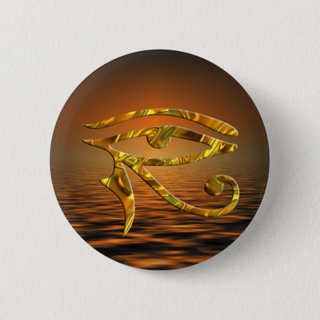 Eye Of Horus - GOLD 2 Inch Round Button (Front)