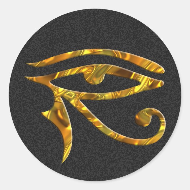Eye Of Horus - GOLD | black splatter Classic Round Sticker (Front)