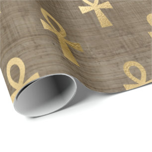 Eye of Horus Gold Egyptian Hieroglyphic Papyrus Wrapping Paper