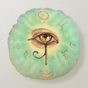 Eye of Horus - Here and now egyptian style Round Pillow
