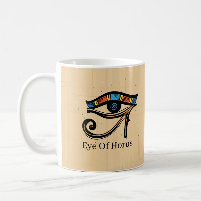 Eye Of Horus on papyrus, Egyptian hieroglyphs  Coffee Mug (Left)