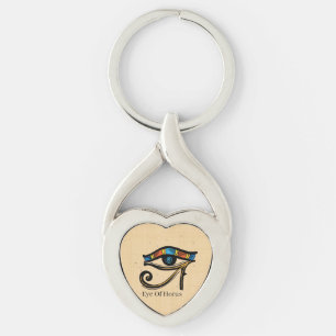 Eye Of Horus on papyrus, Egyptian hieroglyphs Keychain