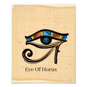 Eye Of Horus on papyrus, Egyptian hieroglyphs Photo Print
