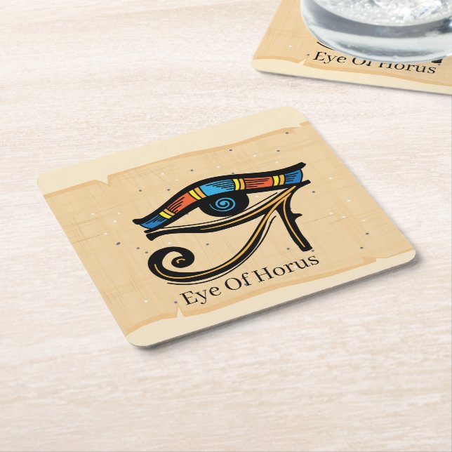 Eye Of Horus on papyrus, Egyptian hieroglyphs  Square Paper Coaster (Angled)