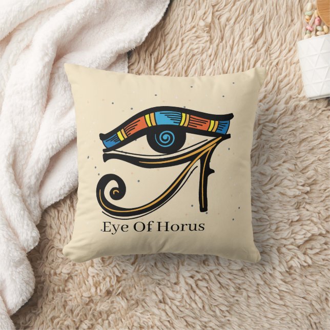 Eye Of Horus on papyrus, Egyptian hieroglyphs   Throw Pillow (Blanket)