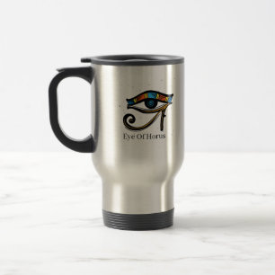 Eye Of Horus on papyrus, Egyptian hieroglyphs Travel Mug