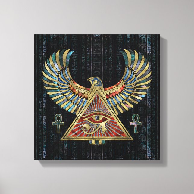 Eye of Horus - Wadjet  Gemstone and Gold Canvas Print (Front)