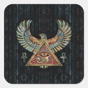 Eye of Horus - Wadjet  Gemstone and Gold Square Sticker