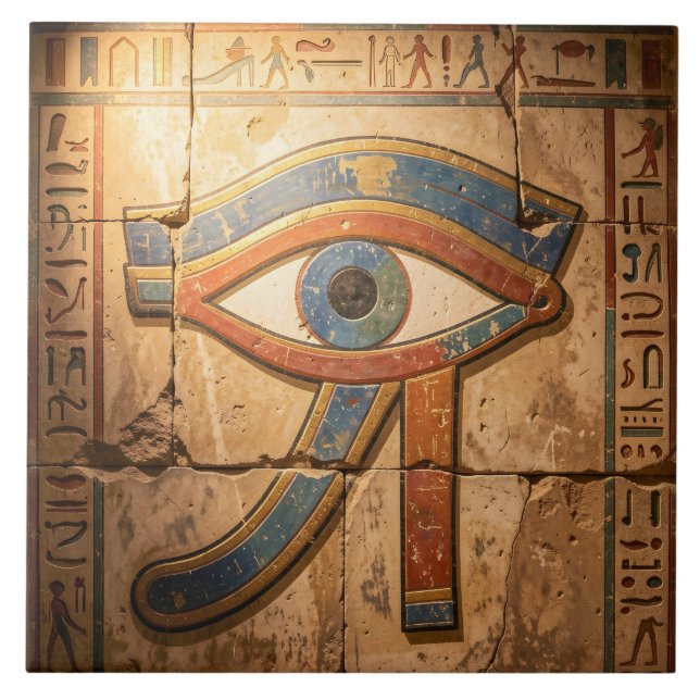 Eye of Horus with Hieroglyphs Egyptian Spiritual  Tile (Front)