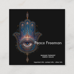 Eye of Illumination Hamsa Hand Design Square Business Card