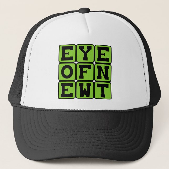 Eye of Newt, Witch Ingredient Trucker Hat (Front)