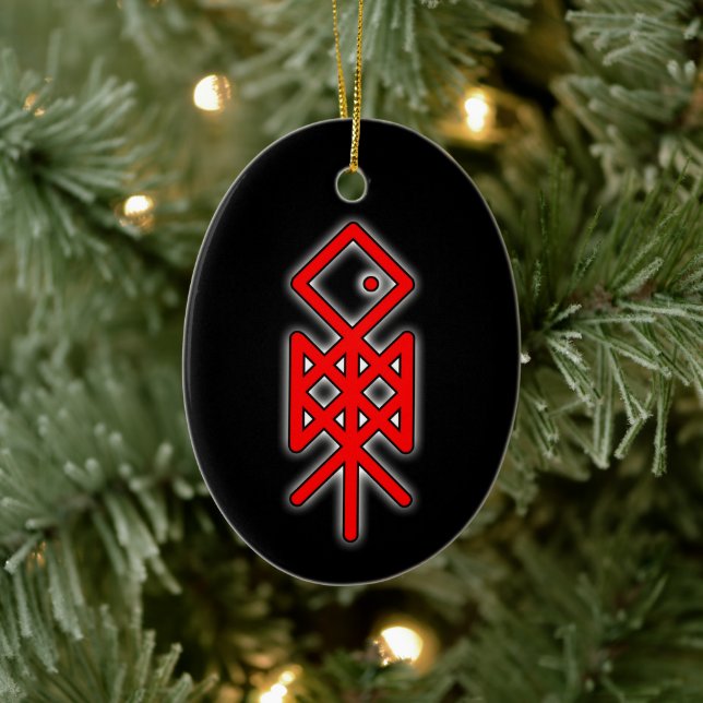 Eye of Odin Viking Bindrune Yule Ceramic Ornament (Tree)
