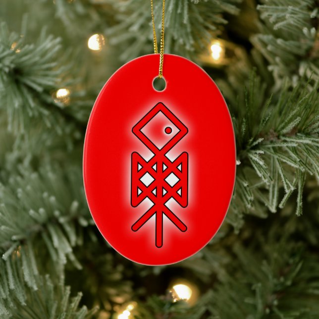 Eye of Odin Viking Bindrune Yule Ceramic Ornament (Tree)