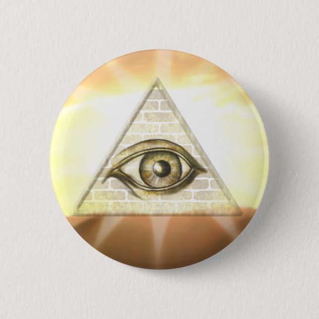 Eye of Providence Sunburst 2 Inch Round Button (Front)