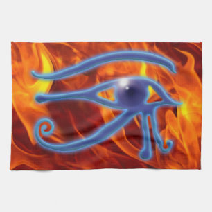 Eye of Ra & Flames Ancient Egyptian Wadjet Symbol Kitchen Towel