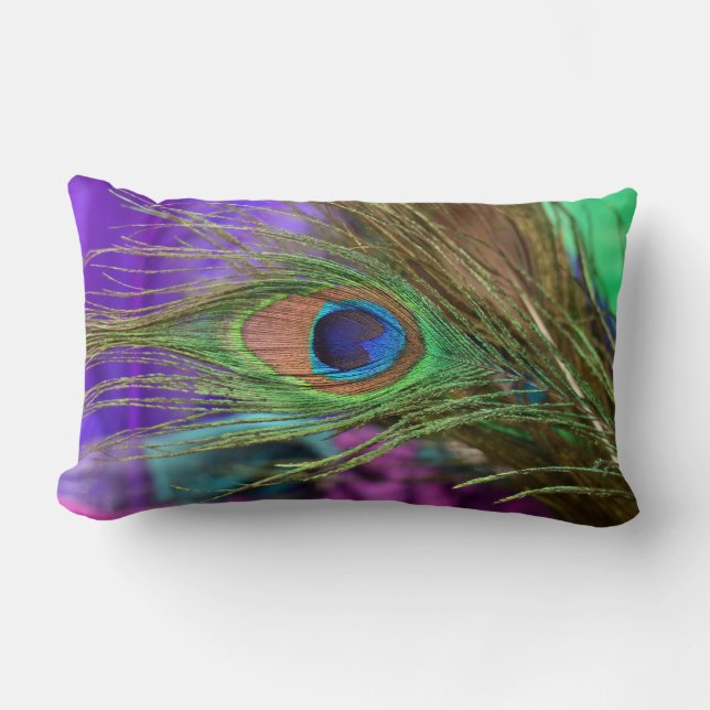 Eye Of The Peacock Lumbar Pillow (Front)