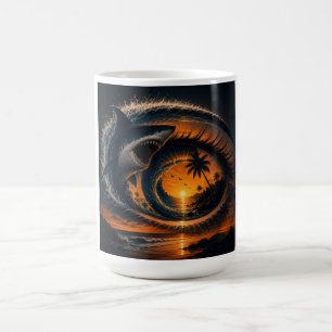 Eye of the Wave – Surreal Shark Sunset Coffee Mug