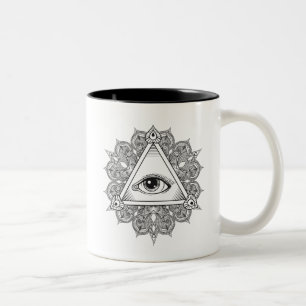 Eye Pyramid Symbol Doodle Two-Tone Coffee Mug