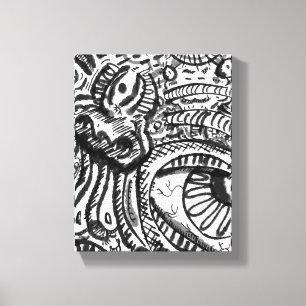 Eye See Black White Surreal Linework Canvas Print