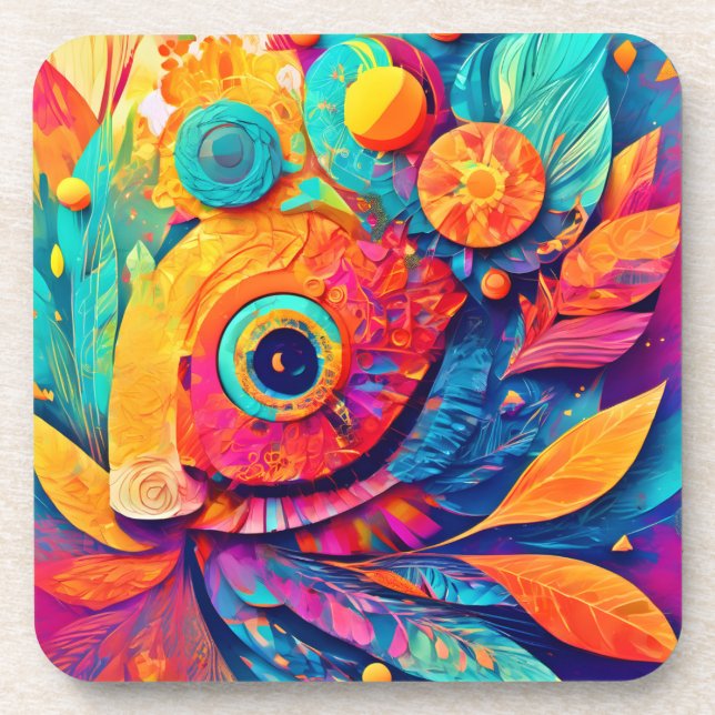 Eye-Shaped Leaf Close-Up Coaster (Front)