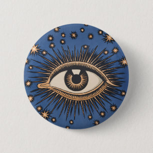 Eye Stars Moon Celestial Nouveau 2 Inch Round Button